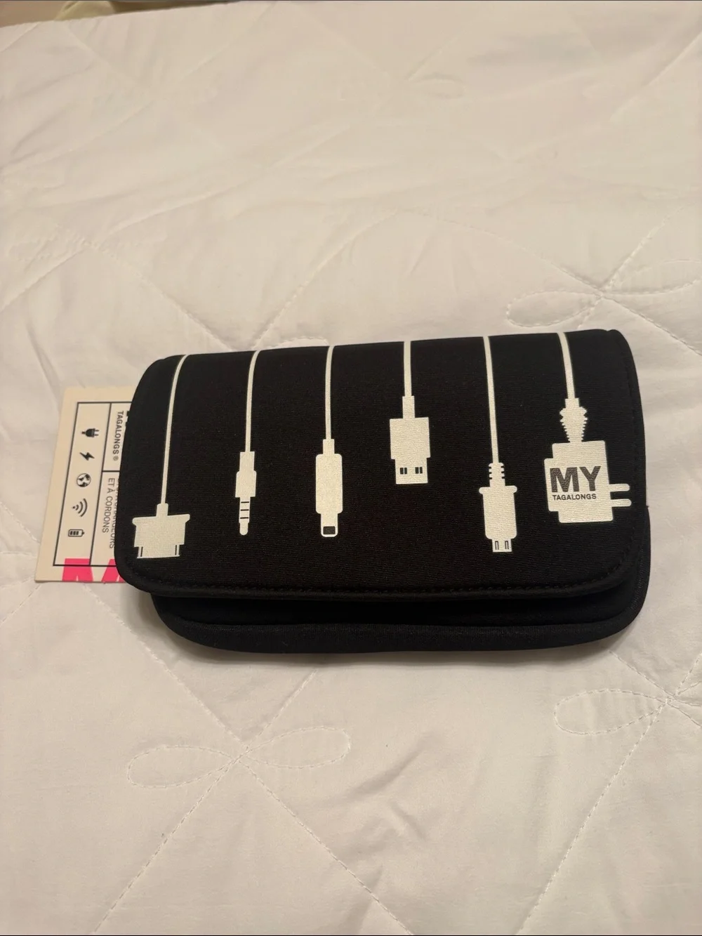 MYTAGALONGS Black Cable Organizer Pouch with Connector Icons